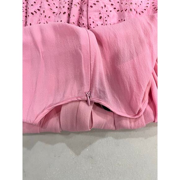 M Missoni Pleated Silk Cotton Pink
Sleeveless Lined Eyelet Mini Dress Sz 40/US8 - Picture 9 of 13